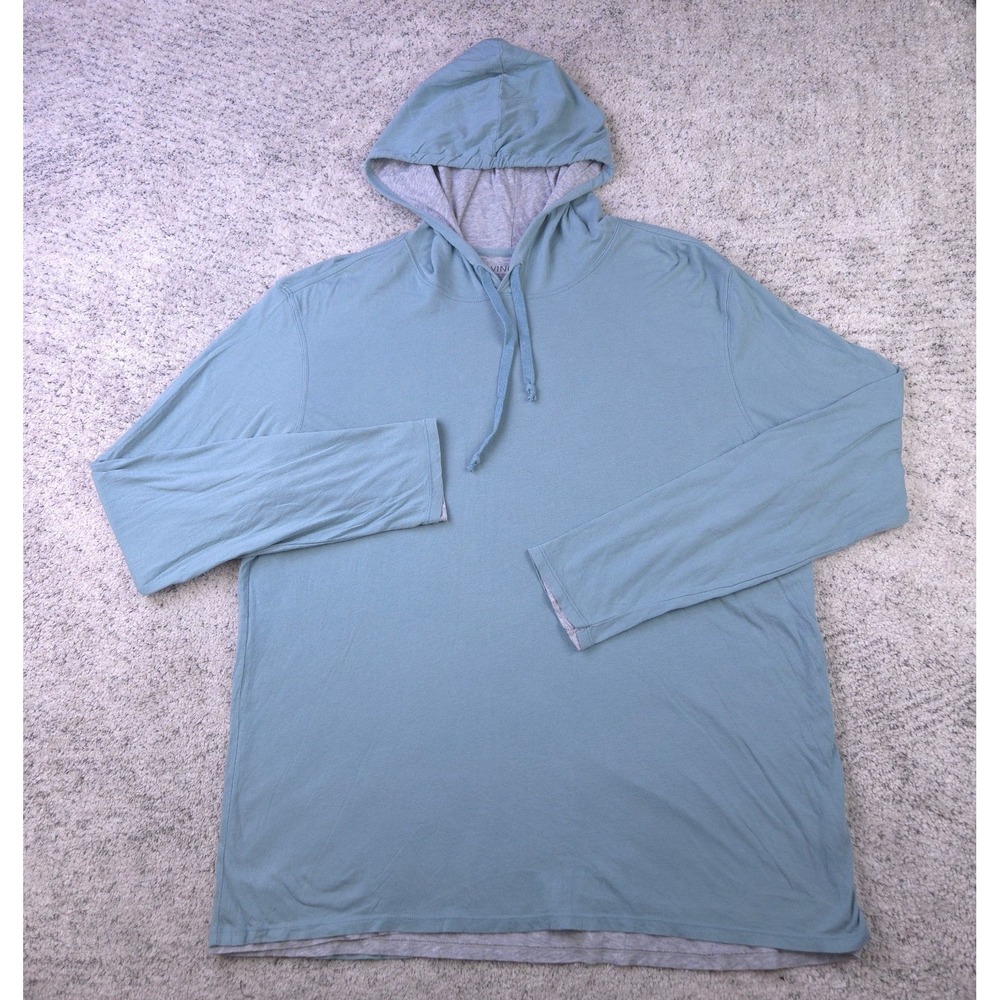 Vince Hooded Shirt Mens XXL Pullover Double Layer Tee Knit Drawstring Steel Blue